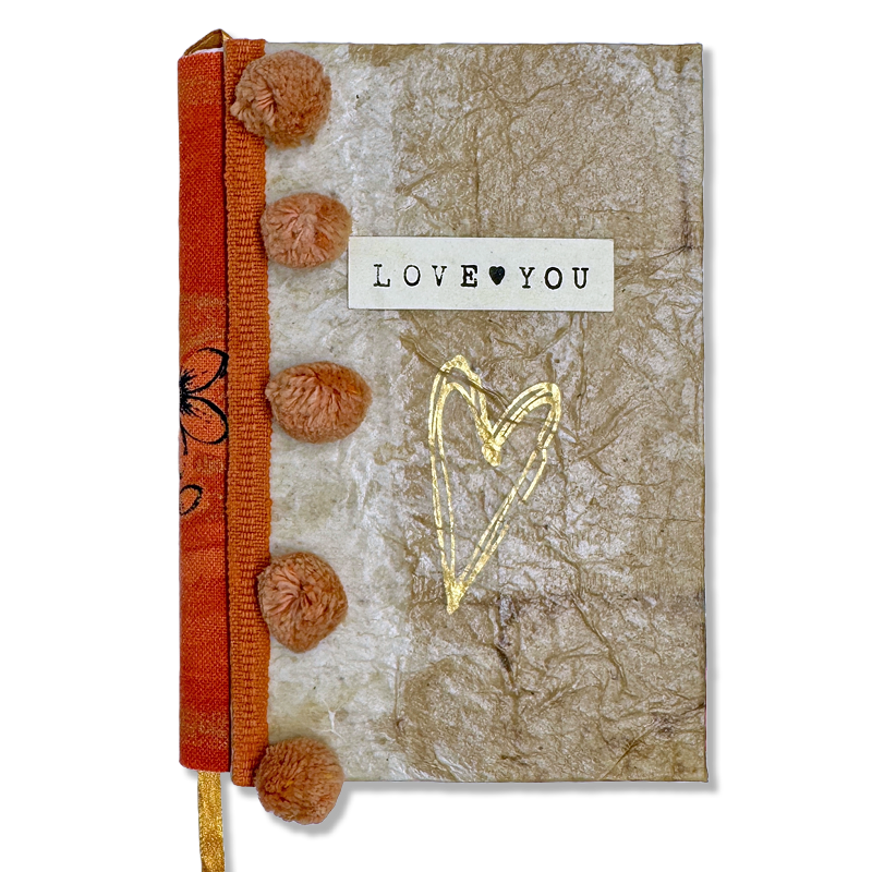 Anteckningsbok 'Love you' – handgjord i återvunnet material