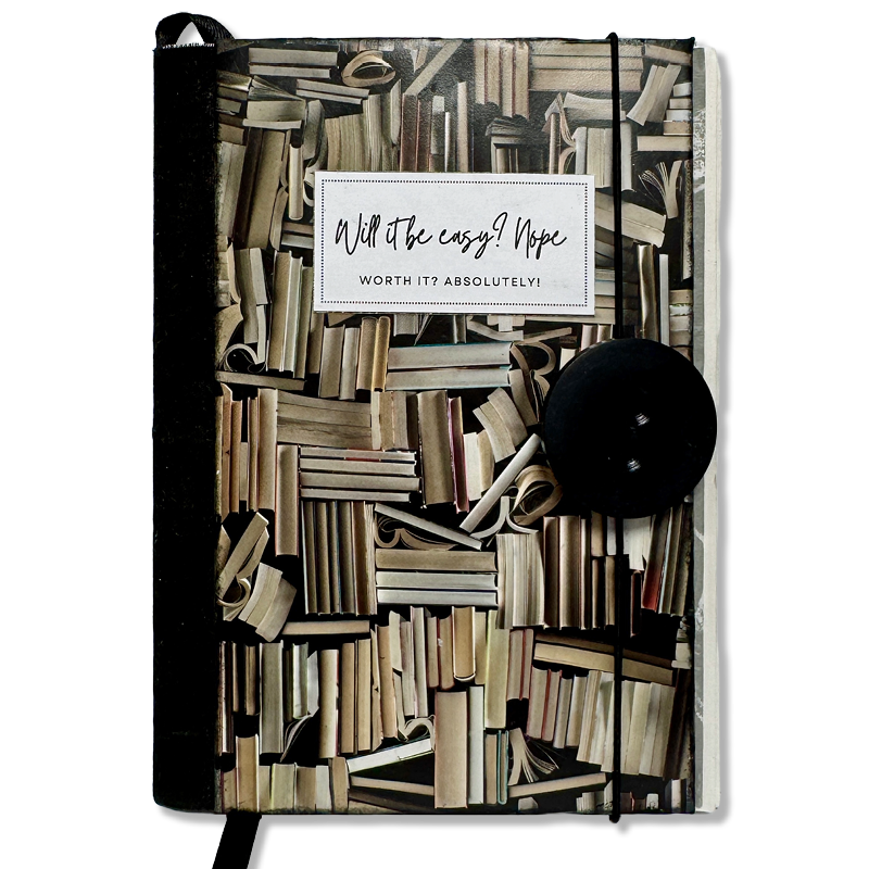 Anteckningsbok 'Will it be easy? Nope. Worth it? Absolutely!' – handgjord i återvunnet material