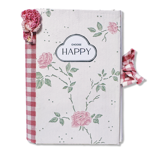 Anteckningsbok 'Choose HAPPY' – handgjord i återvunnet material