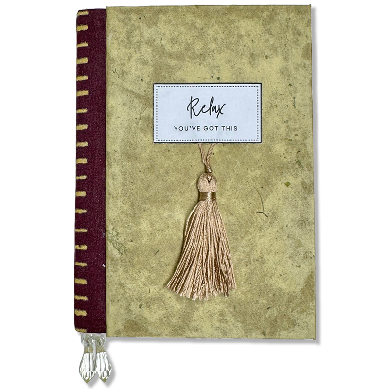 Anteckningsbok 'Relax – you've got this' – handgjord i återvunnet material
