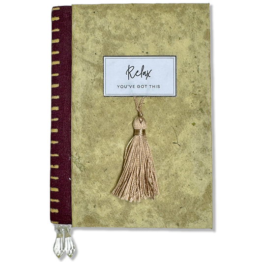 Anteckningsbok 'Relax – you've got this' – handgjord i återvunnet material