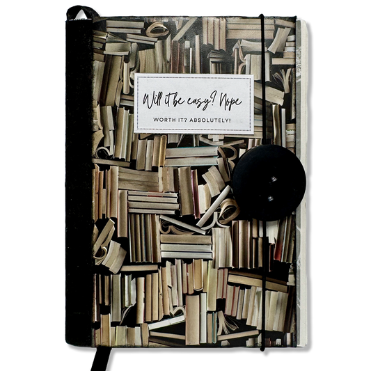 Anteckningsbok 'Will it be easy? Nope. Worth it? Absolutely!' – handgjord i återvunnet material