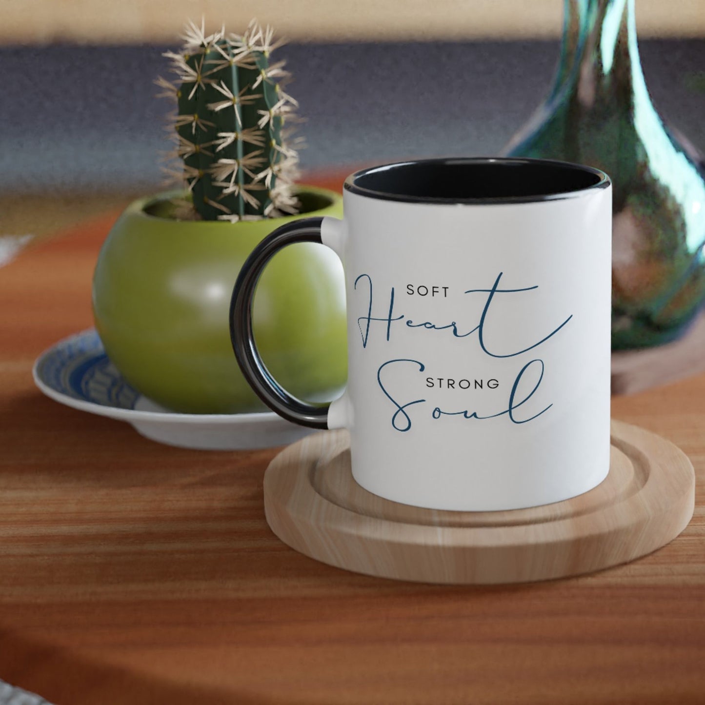 Soft Heart, Strong Soul – keramikmugg i svart/vitt